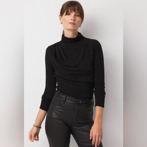 White House Black Market Black Long Sleeve Metallic Top